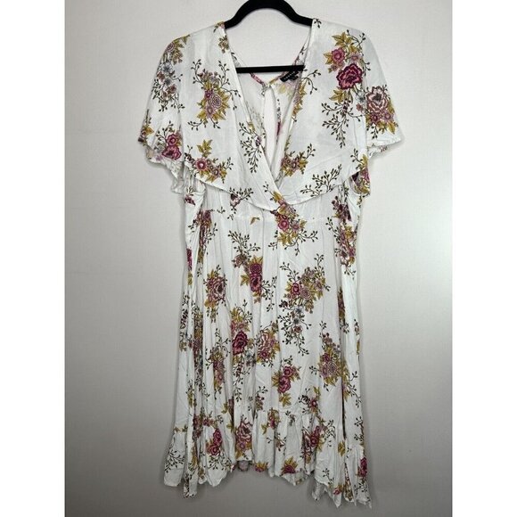 Torrid Womens Multicolor Floral Challis Caplet Skater Dress Size 3 - Picture 1 of 15